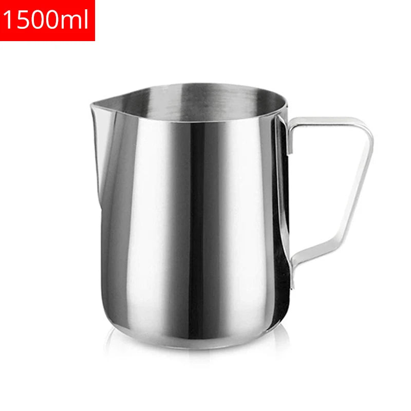 Milk Creamer Frothing Pitcher Stainless Steel, 350/600/1000/1500ml Coffee Cup Jug Latte Espresso Cappuccino Milk Cup Barista